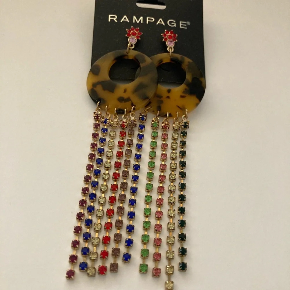 Rampage Multi Colored Dangling Earrings Brand New